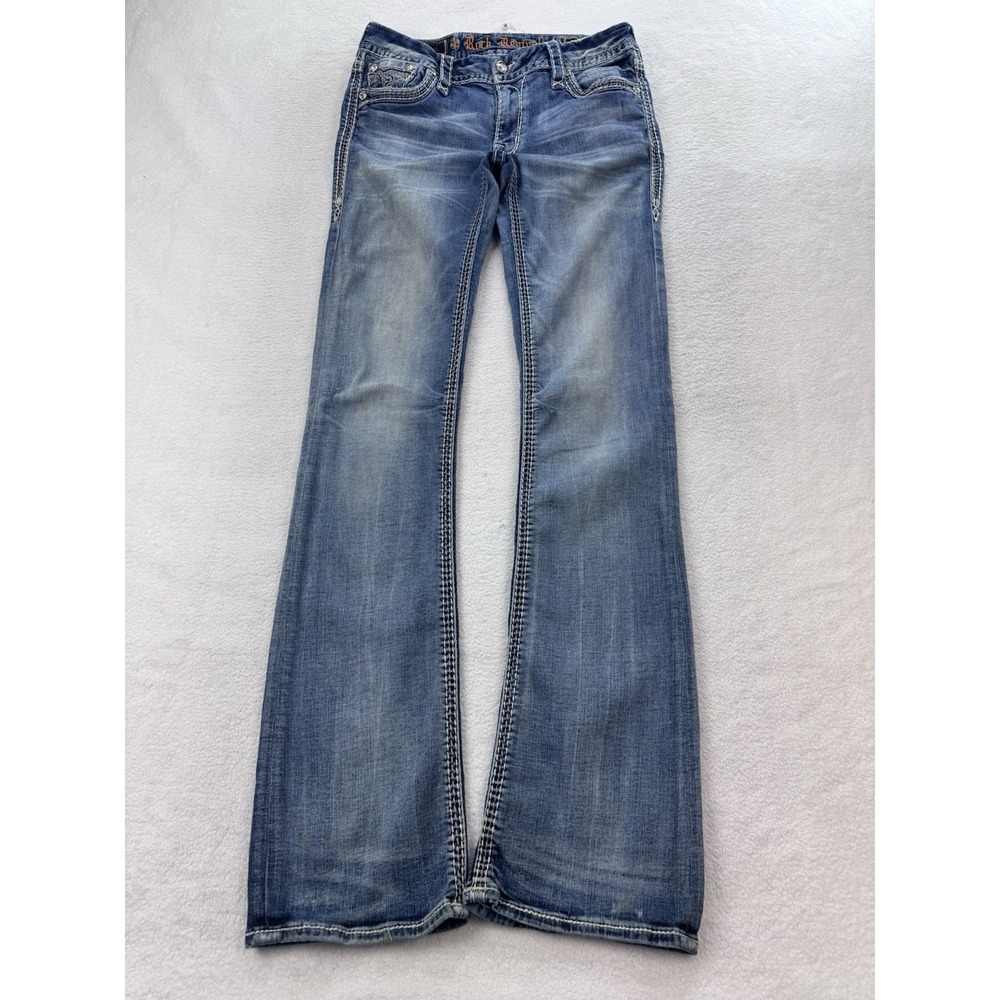 Rock Revival Jeans Women 30x34 Liri Thick Stitch Sequin Studs Perfect Fade